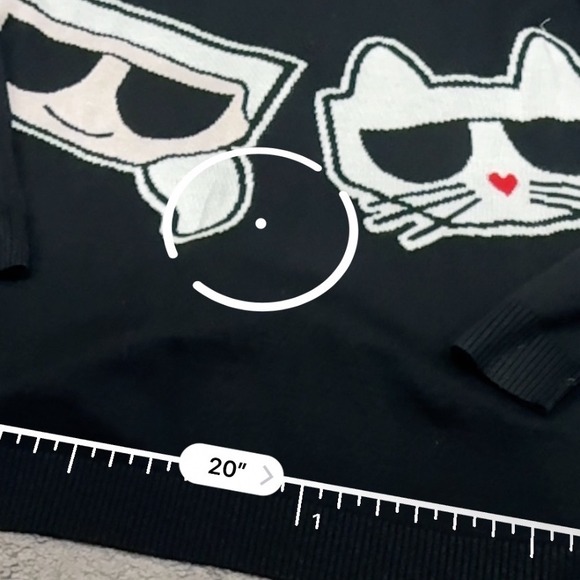 Karl Lagerfeld Paris Womens Black Choupette Graphic Mock Neck Sweater L L4YSS708 - Picture 8 of 8